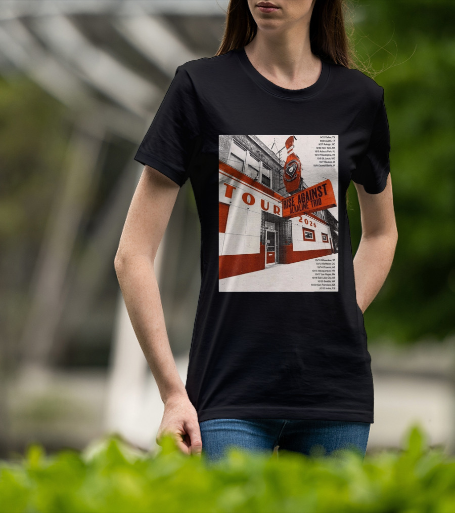 Rise Against Alkaline Trio Tour 2026 North America Dates Dallas Austin Chicago Seattle T-Shirt