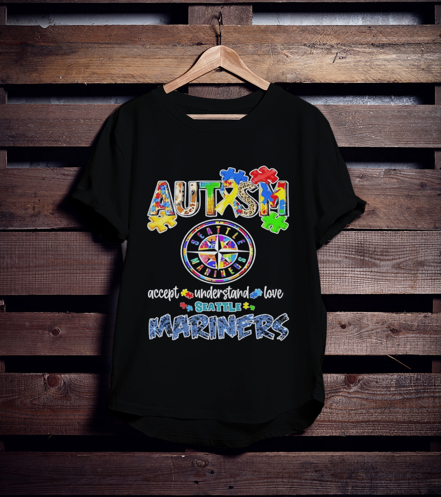 Seattle Mariners Autism Awareness Accept Understand Love Puzzle Pieces 2026 T-Shirt