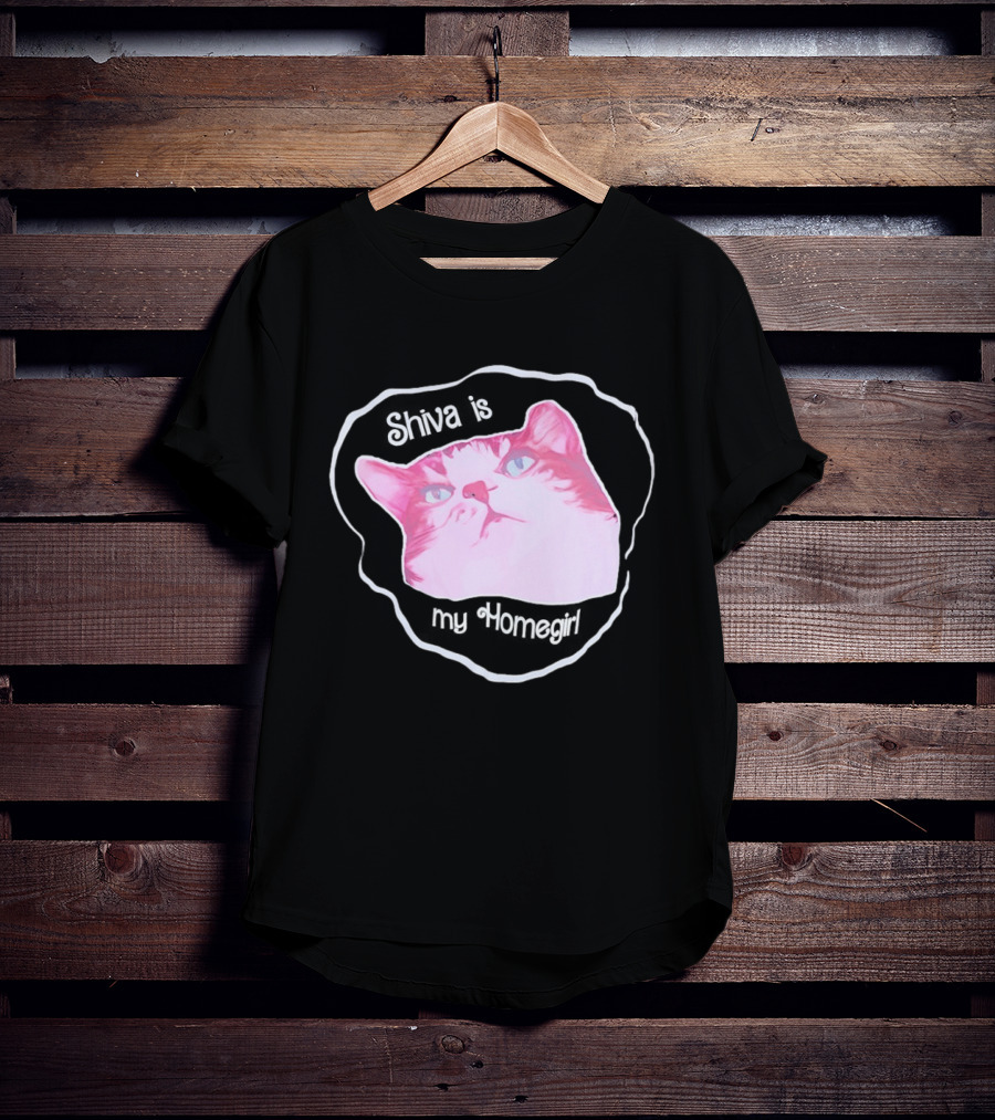 Shiva Is My Homegirl Pink Cat Face T-Shirt