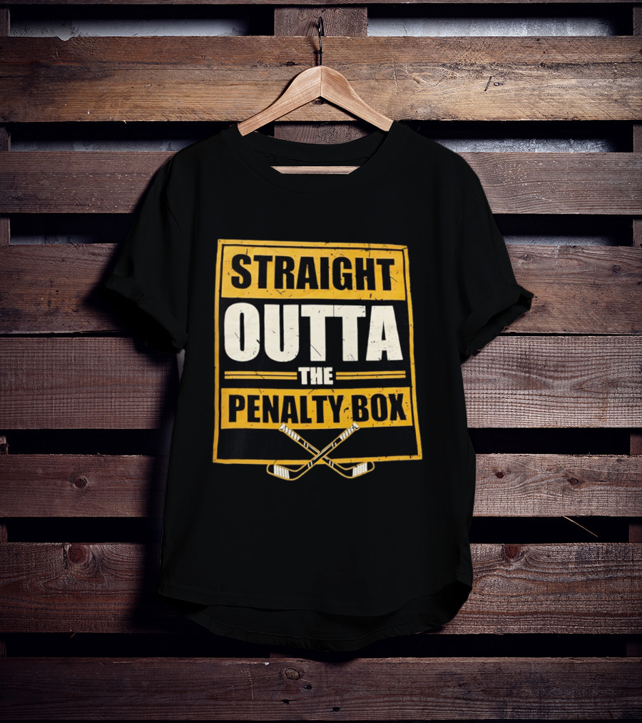 Straight Outta The Penalty Box Hockey Crossed Sticks T-Shirt