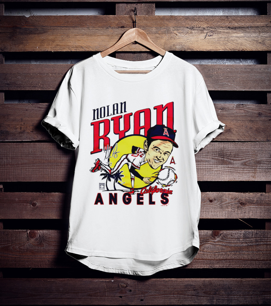 Nolan Ryan California Angels Caricature T-Shirt