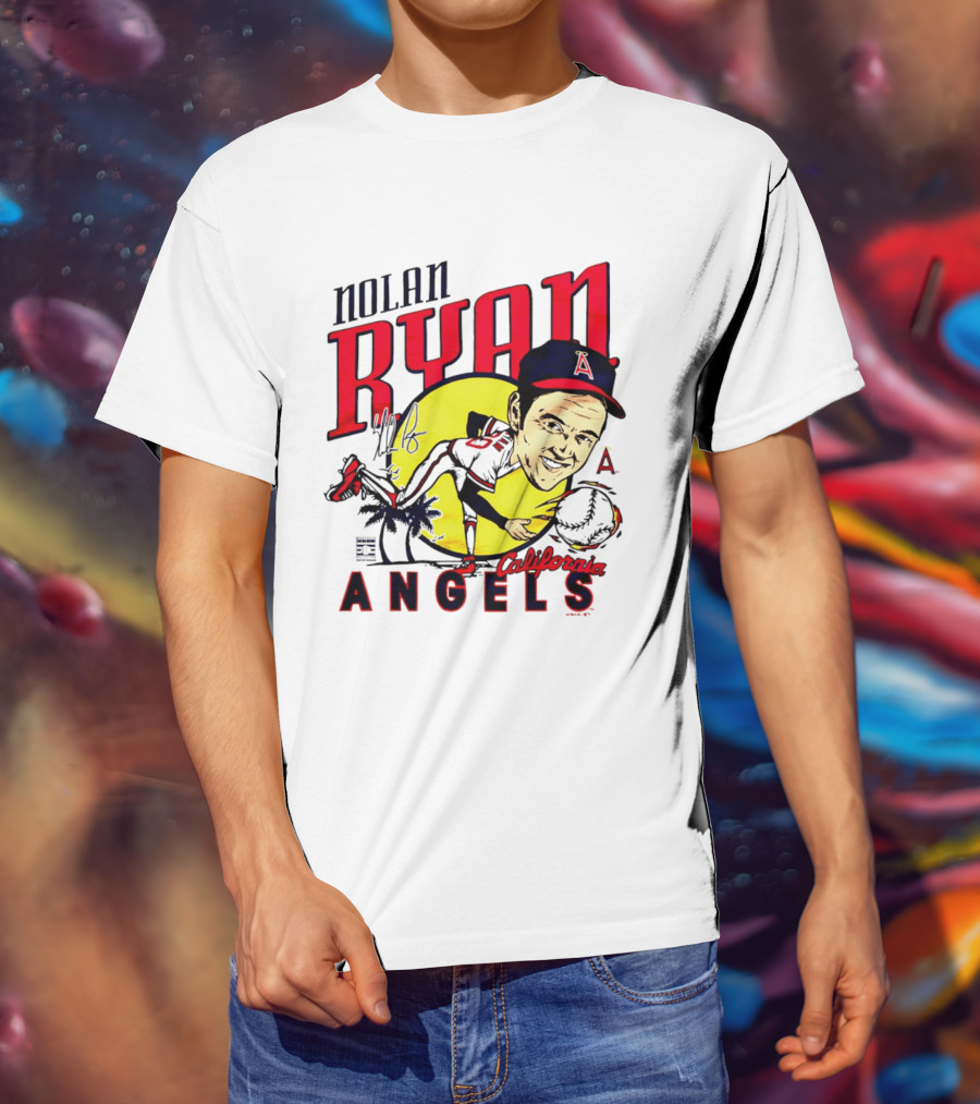 Nolan Ryan California Angels Caricature T-Shirt