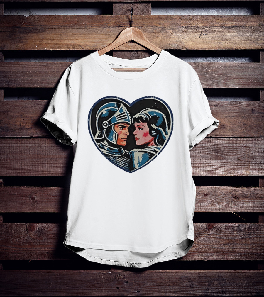 Couple Knight Medieval Dark Fantasy Heart Shape T-Shirt