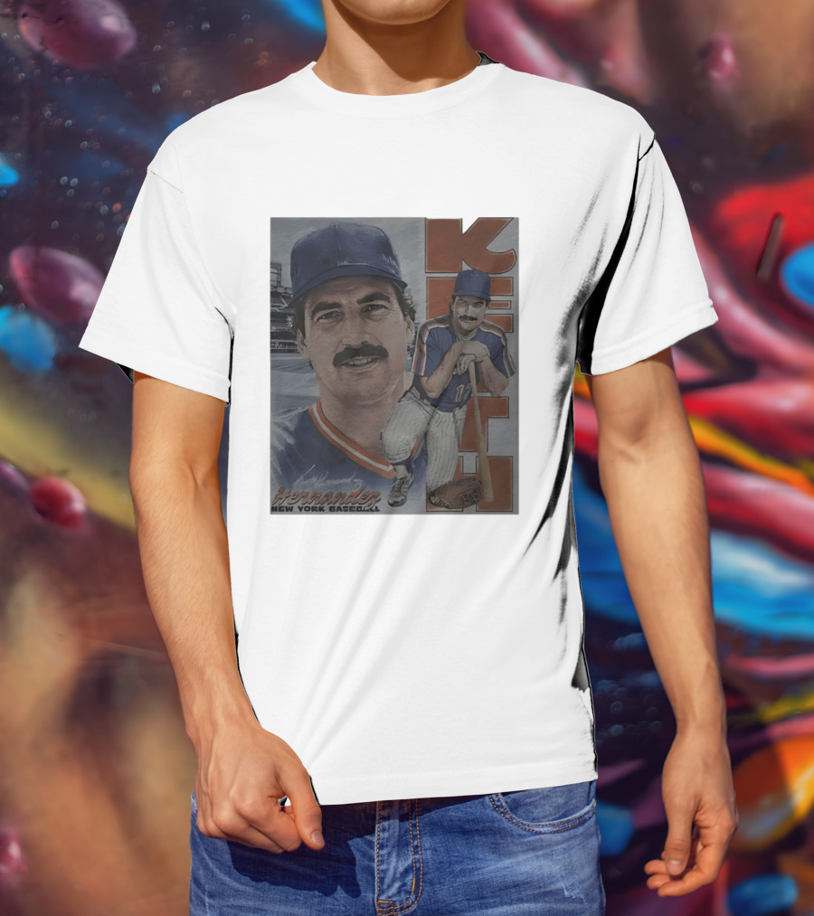 Keith Hernandez New York Baseball Mets Player Portrait With Bat T-Shirt