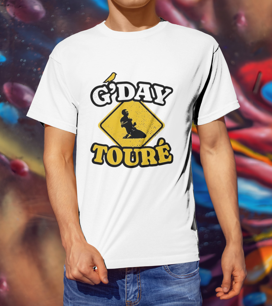 G'Day Toure Yellow Sign Kneeling Silhouette Bird T-Shirt