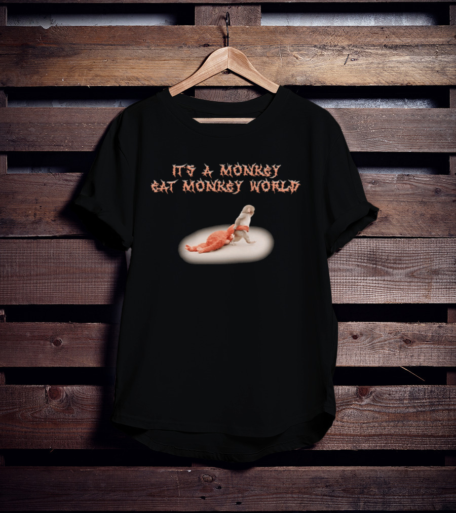 It's A Monkey Eat Monkey World Orange Plush Toy T-Shirt