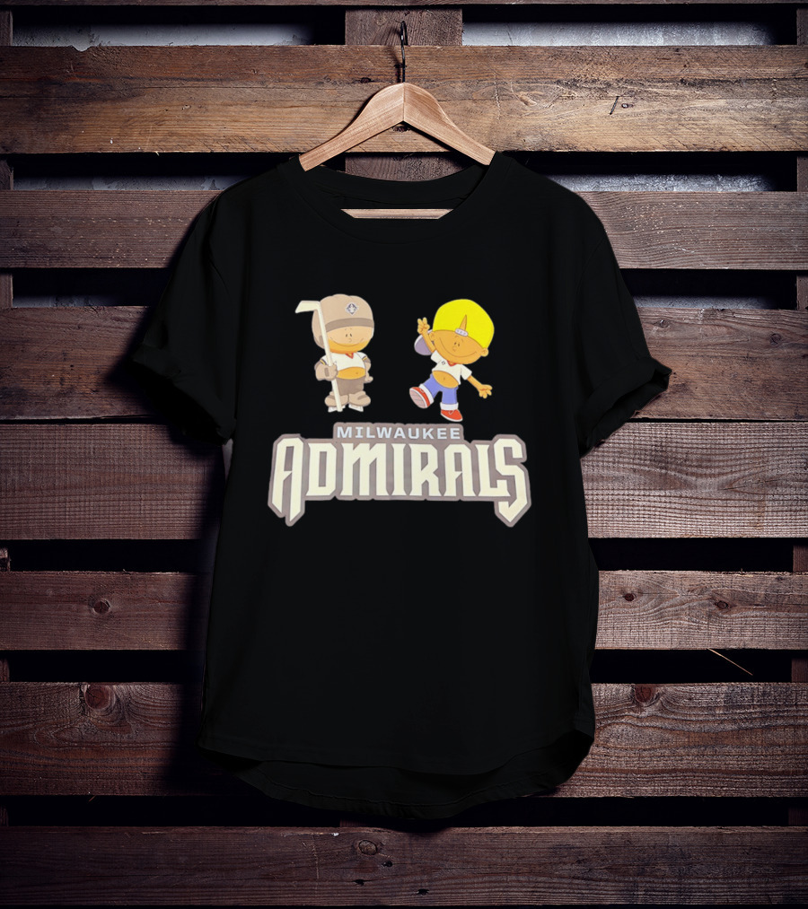 Milwaukee Admirals Cartoon Characters Hockey Kids T-Shirt
