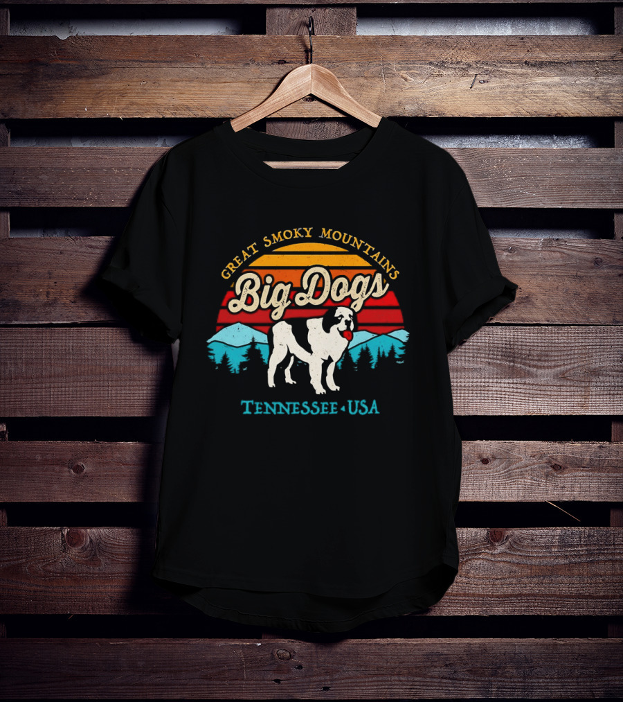 Great Smoky Mountains Big Dogs Tennessee USA Sunset Dog T-Shirt