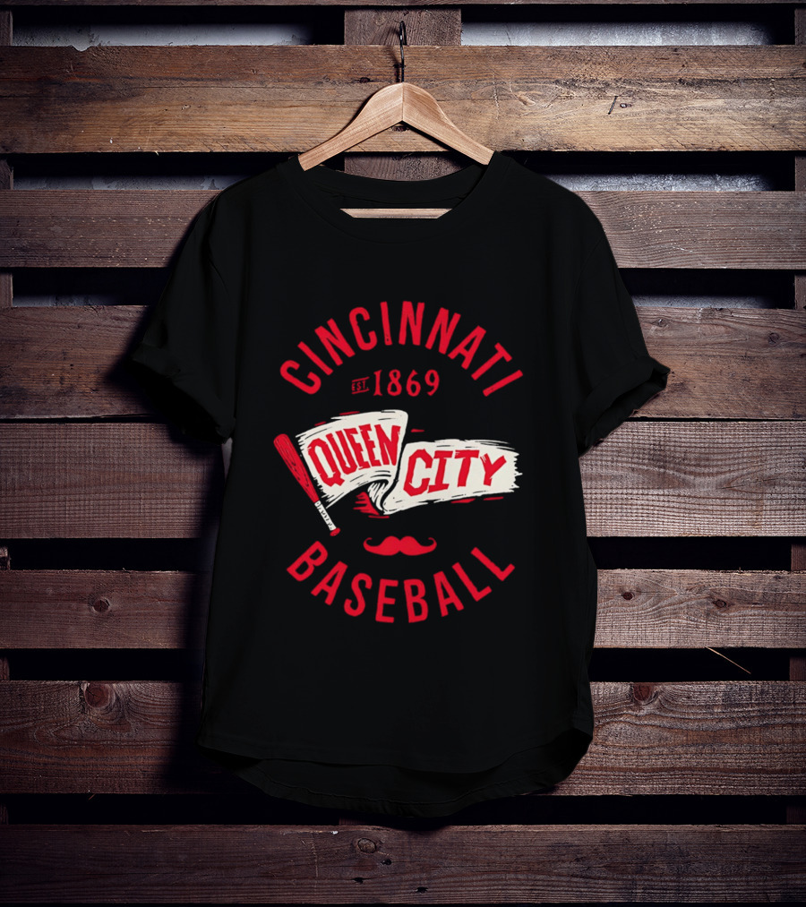 Cincinnati Queen City Baseball Est. 1869 Grunge Pennant T-Shirt