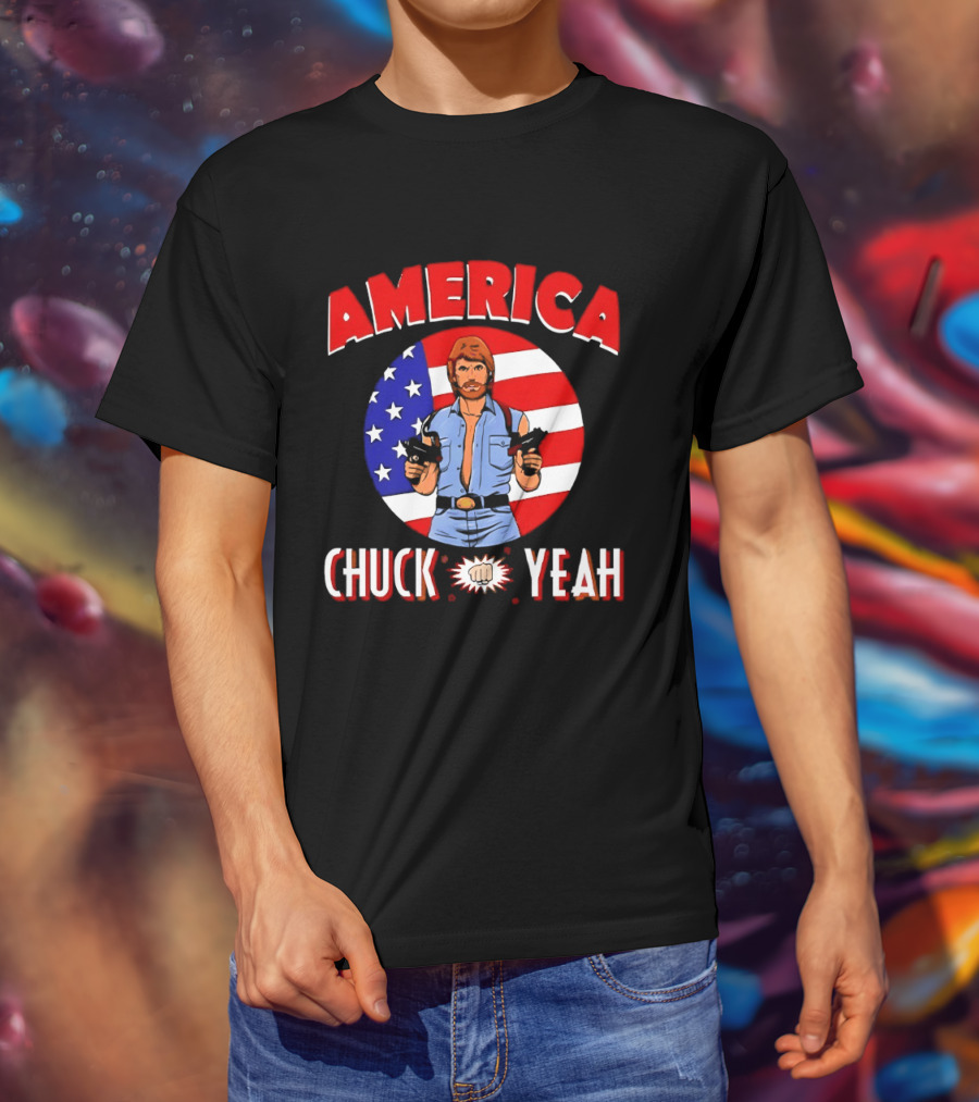 America Chuck Yeah Chuck Norris USA Flag T-Shirt