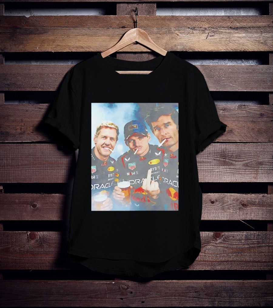 Red Bull Racing Vettel Verstappen Webber Smoking Fun F1 Legends Team Oracle T-Shirt