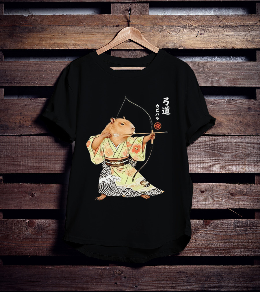 Capybara Kyudo Samurai Archery Japanese Animal T-Shirt
