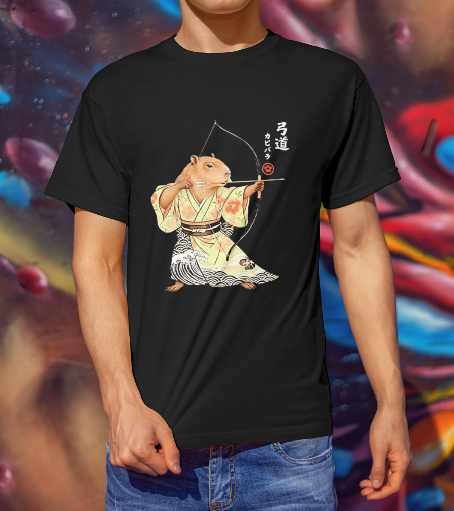 Capybara Kyudo Samurai Archery Japanese Animal T-Shirt