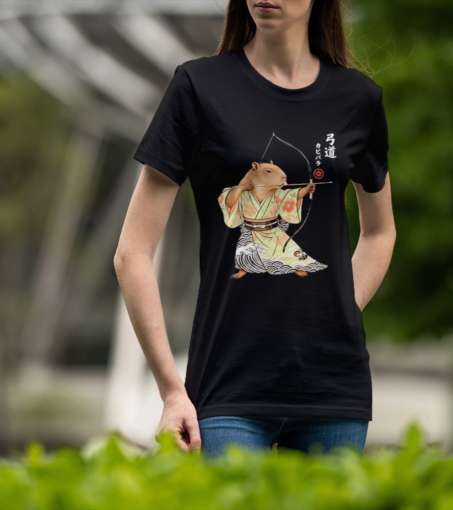 Capybara Kyudo Samurai Archery Japanese Animal T-Shirt