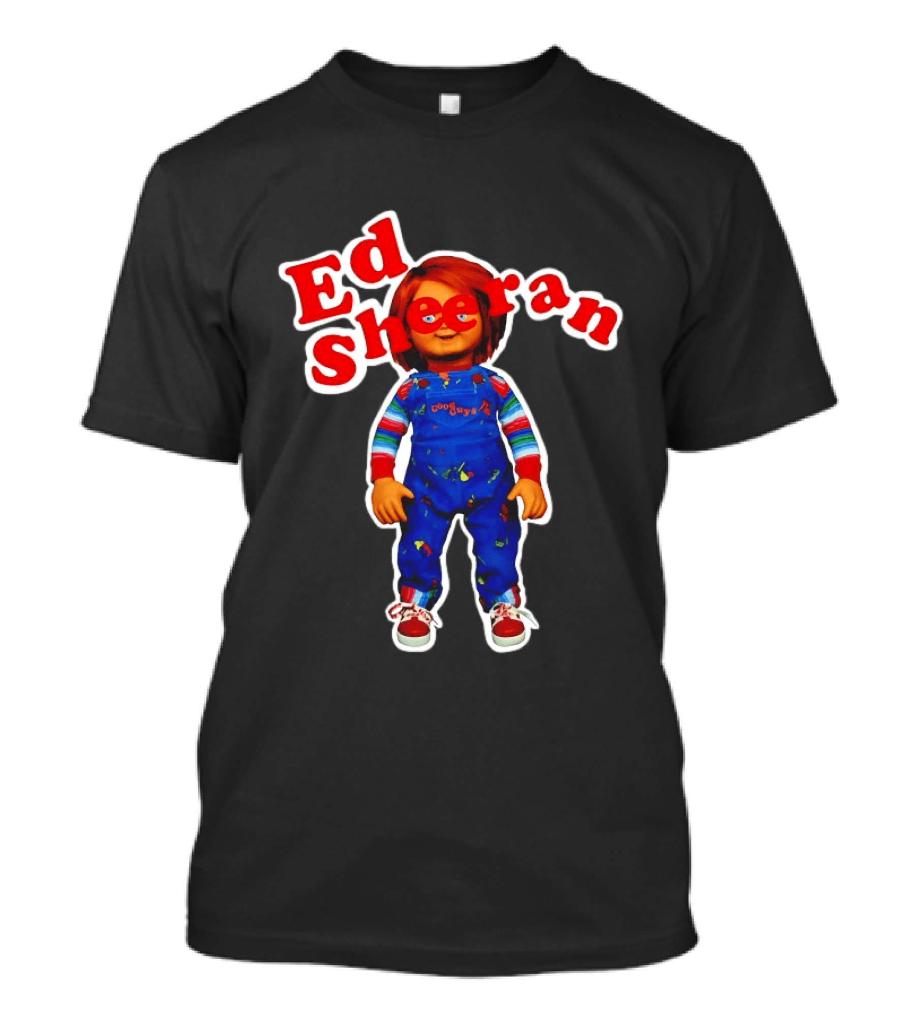 Ed Sheeran Chucky Doll Red Hair Suspender Outfit T-Shirt
