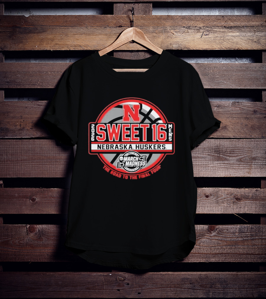 Nebraska Huskers Sweet 16 March Madness Men's Basketball Road To Final Four 2026 T-Shirt