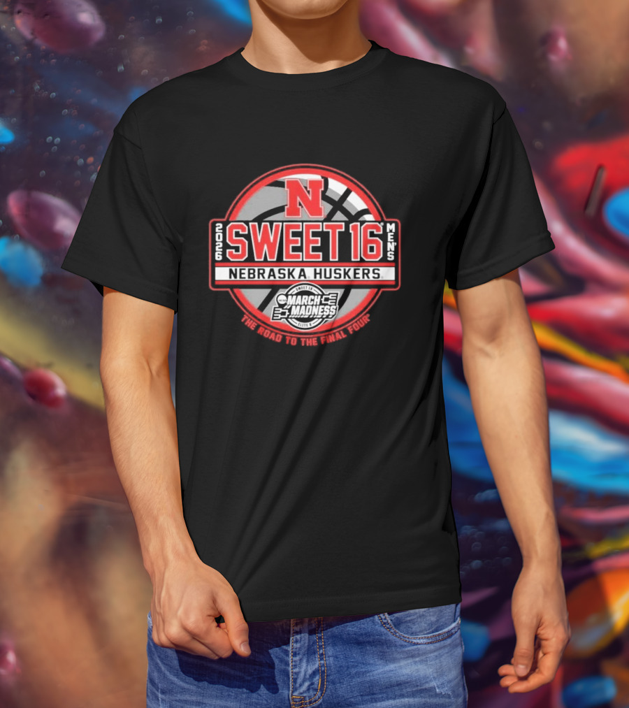 Nebraska Huskers Sweet 16 March Madness Men's Basketball Road To Final Four 2026 T-Shirt