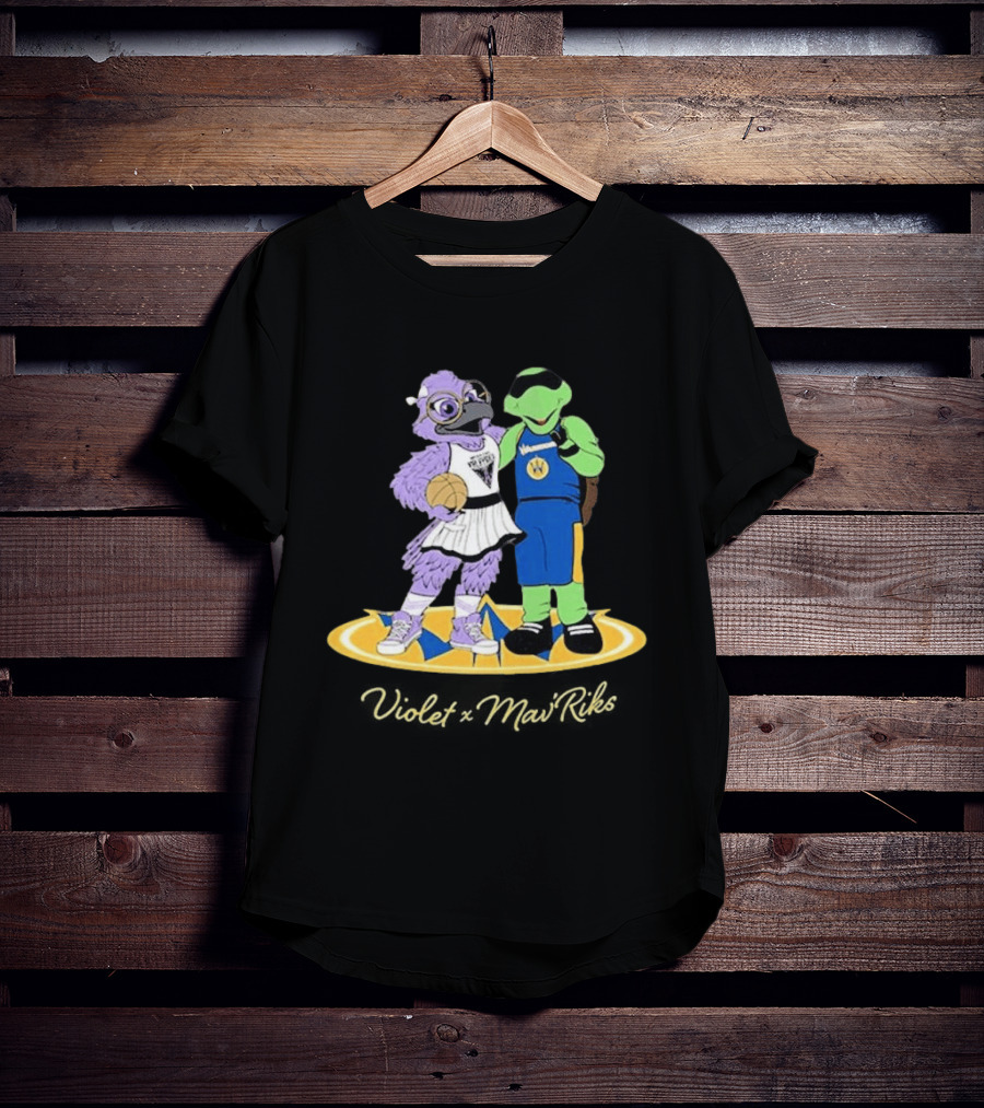 Violet Mavericks Giveaway 2026 Basketball Bird And Turtle Mascots T-Shirt