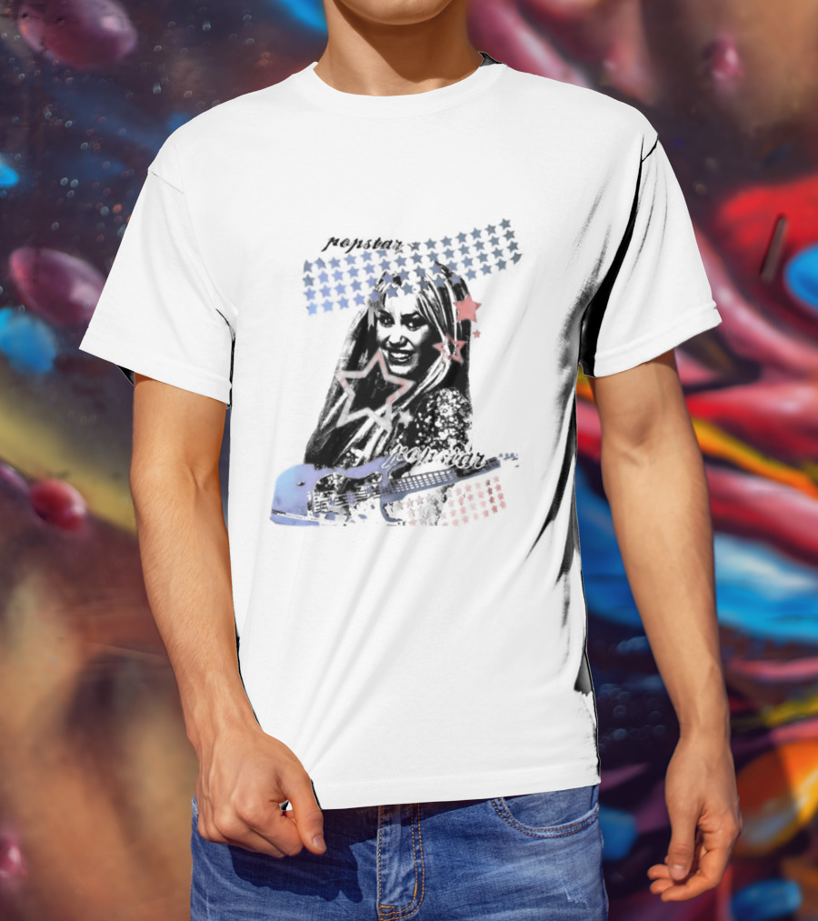 Miley Cyrus Hannah Montana Stars Guitar American Flag T-Shirt