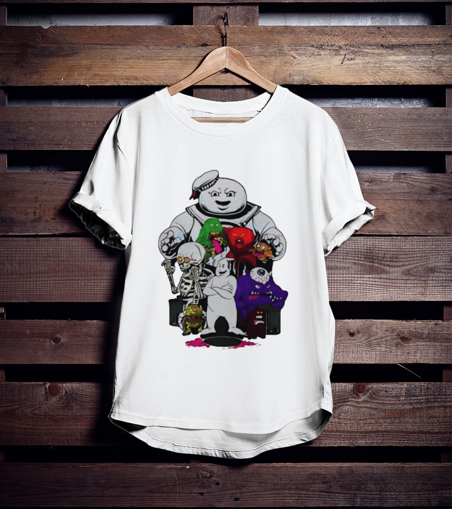 Stay Puft Marshmallow Man Ghostbusters Monster Group Characters T-Shirt
