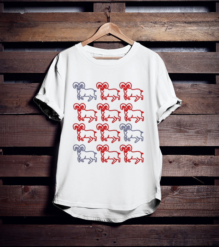 Ram Zodiac Aries Red Blue T-Shirt
