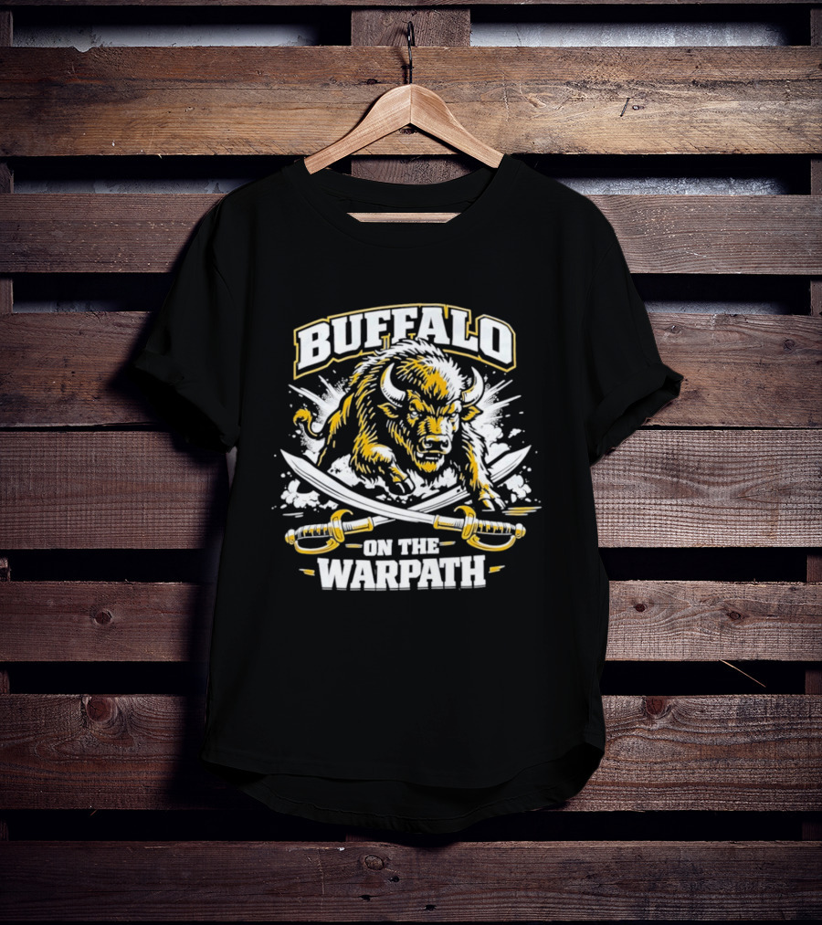 Buffalo On The Warpath Crossed Sabers Fierce Bison Charge T-Shirt