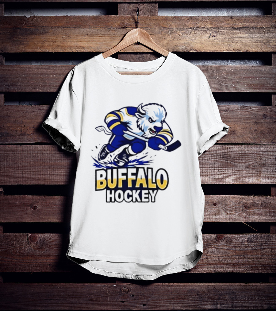Buffalo Hockey Charging Bison Dynamic Action Sports Team Gear T-Shirt