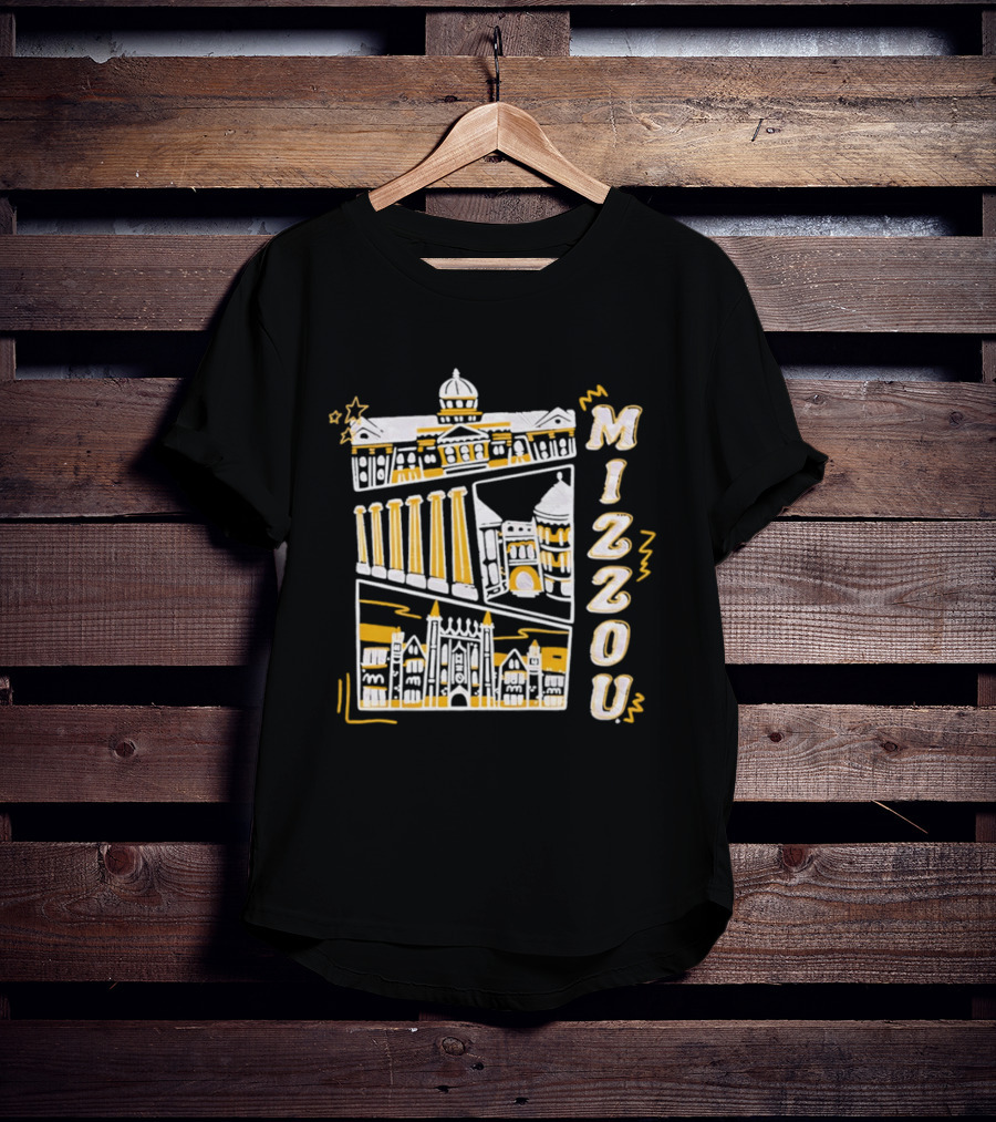 Mizzou University Of Missouri Iconic Columns Campus Architecture Sketch T-Shirt