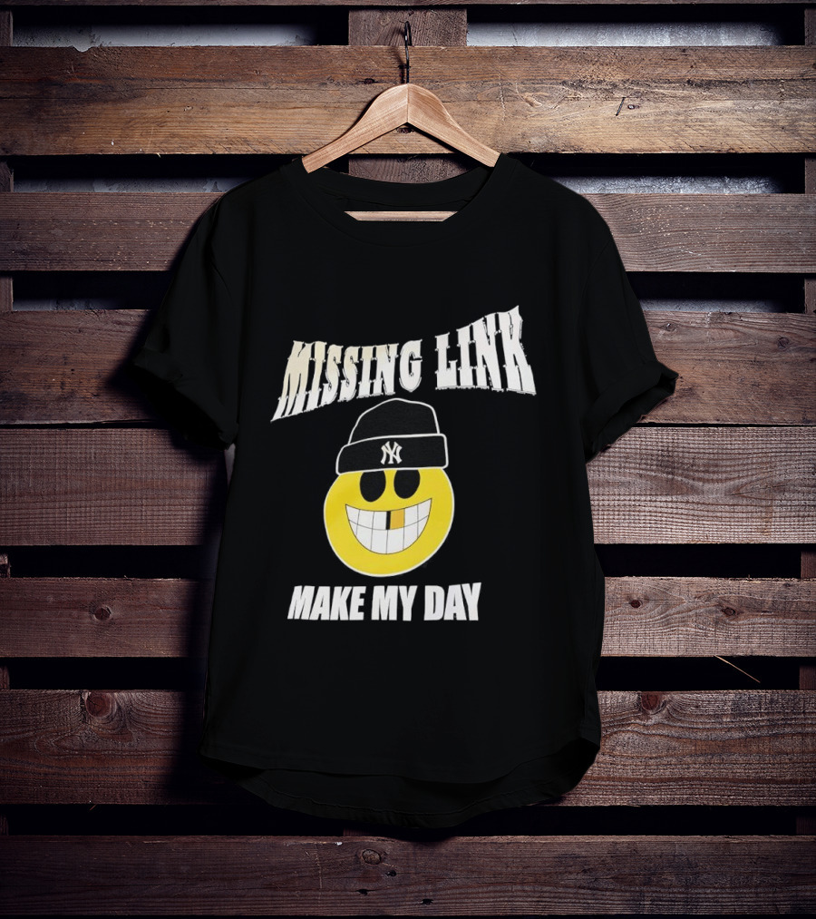 New York Yankees Missing Link Make My Day Smiley Face T-Shirt