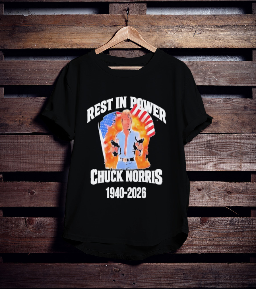 Rest In Power Chuck Norris 1940 2026 American Flag T-Shirt