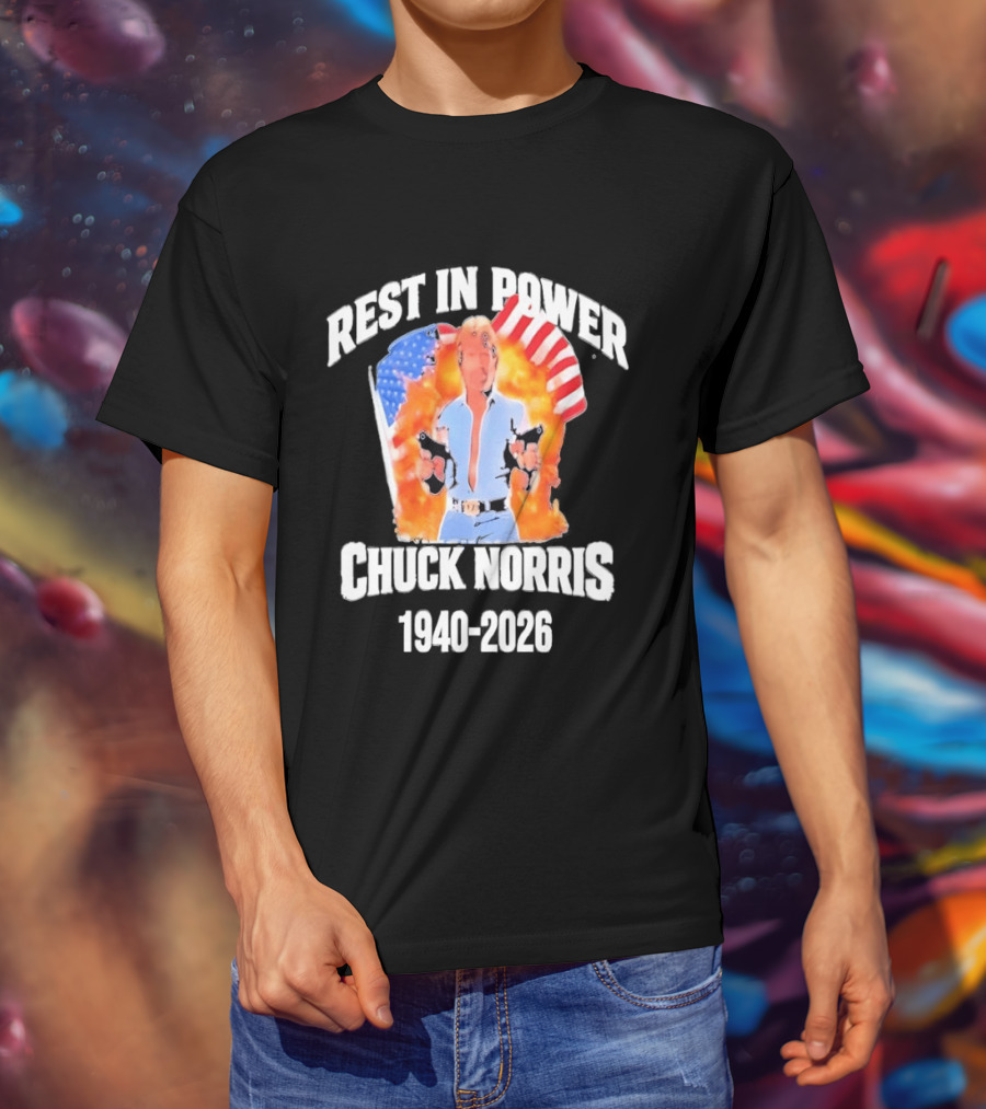 Rest In Power Chuck Norris 1940 2026 American Flag T-Shirt