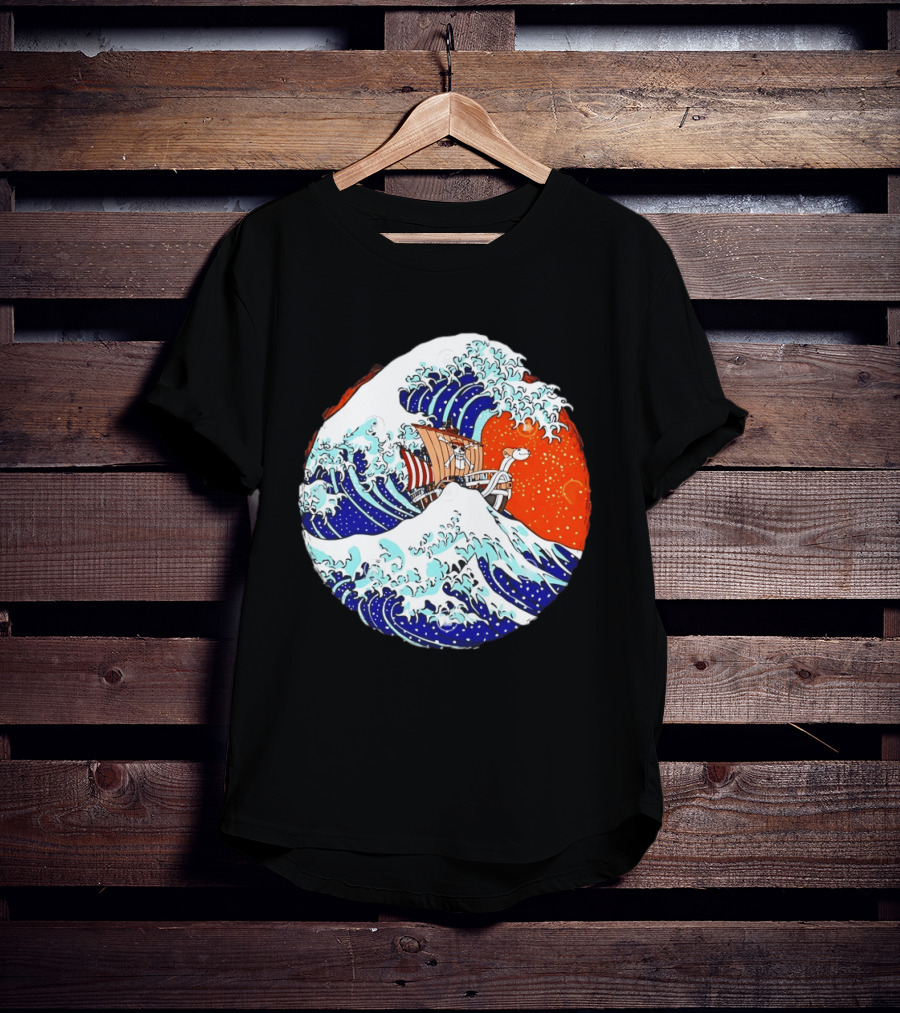 The Great Pirate Of Kanagawa Going Merry On A Great Wave Japanese Art Fusion T-Shirt