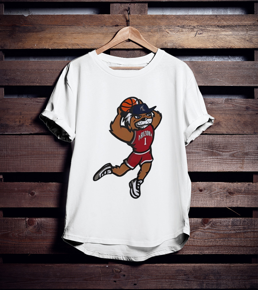 Arizona Wildcats Basketball Mascot Slam Dunk Action T-Shirt