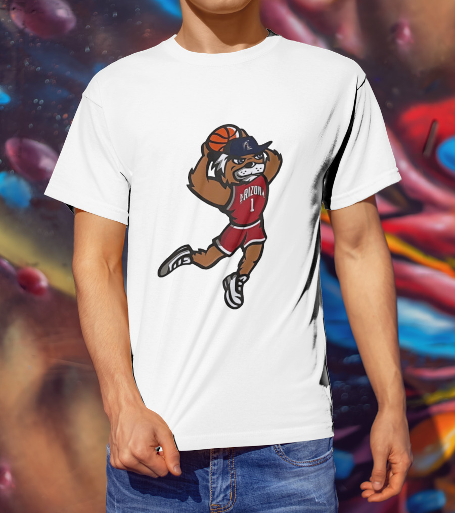 Arizona Wildcats Basketball Mascot Slam Dunk Action T-Shirt