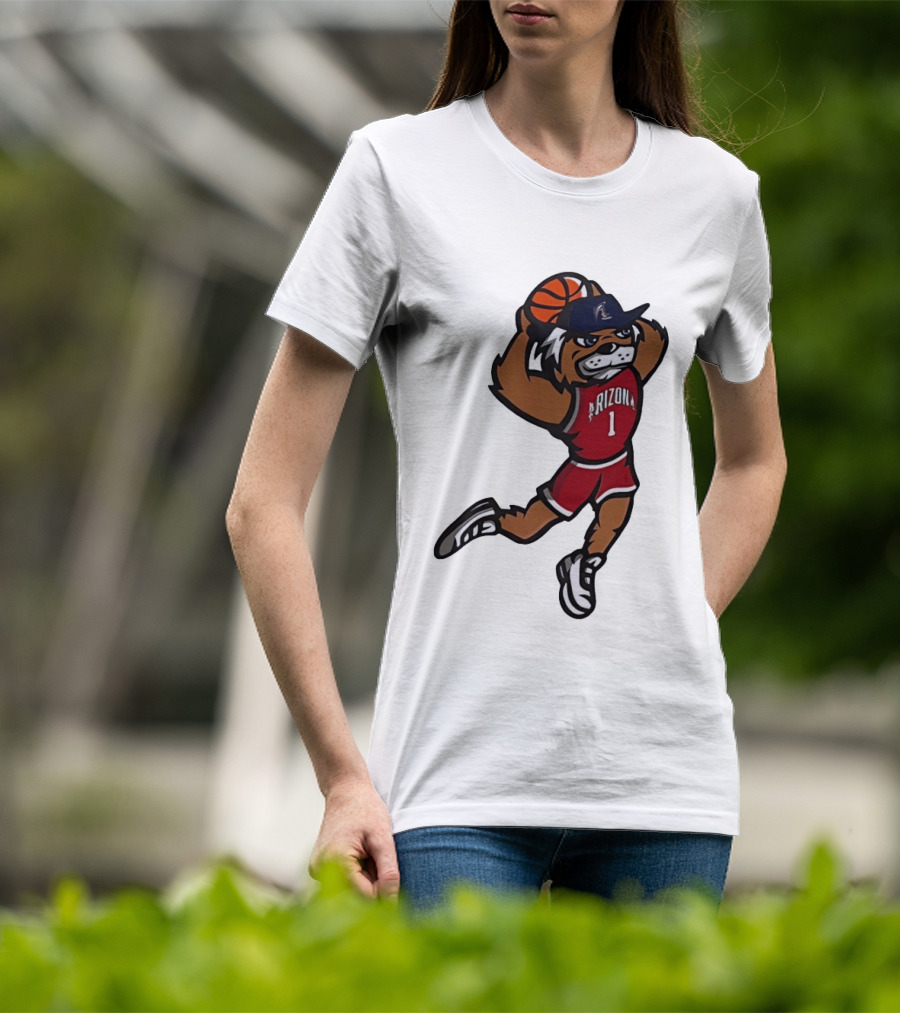 Arizona Wildcats Basketball Mascot Slam Dunk Action T-Shirt