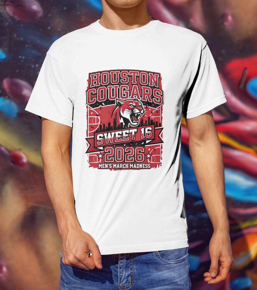 Houston Cougars 2026 NCAA Sweet 16 March Madness City Skyline T-Shirt