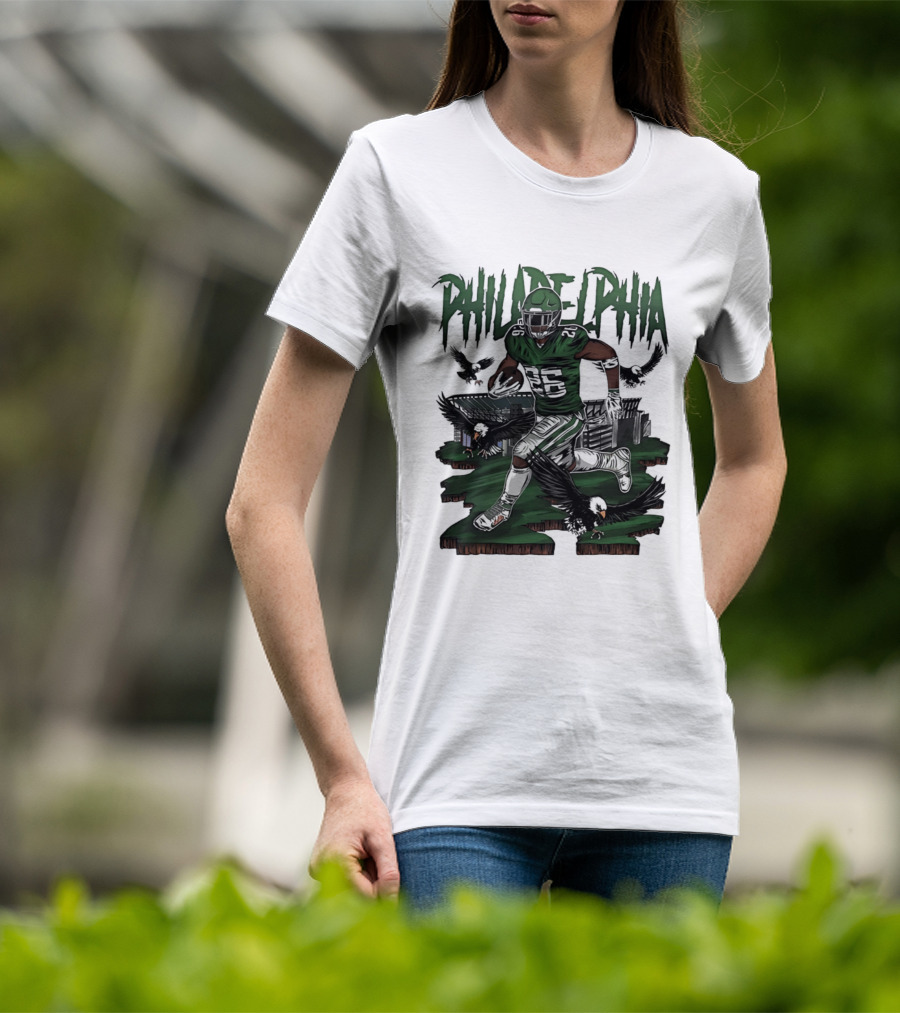 Philadelphia Eagles Running Back With Eagles T-Shirt
