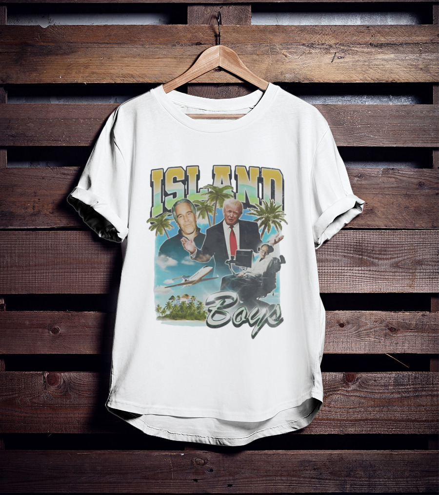 Donald Trump Jeffrey Epstein Island Boys Palm Trees Airplane T-Shirt