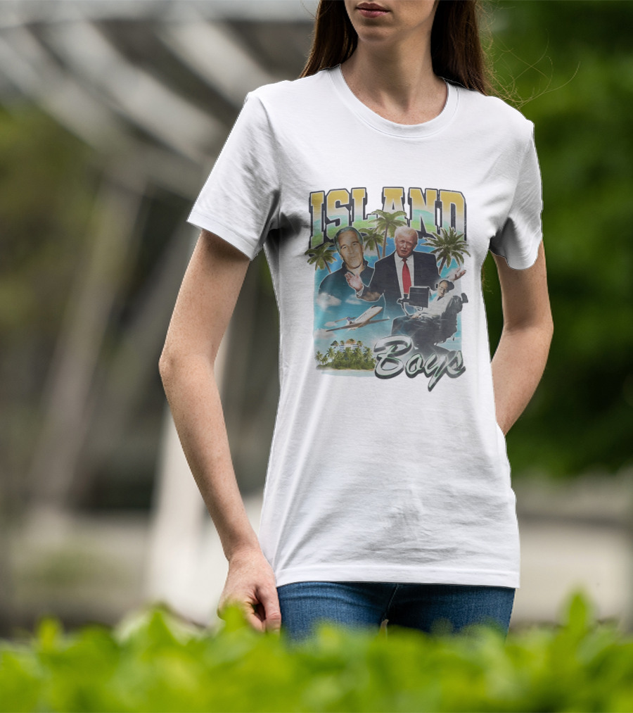 Donald Trump Jeffrey Epstein Island Boys Palm Trees Airplane T-Shirt