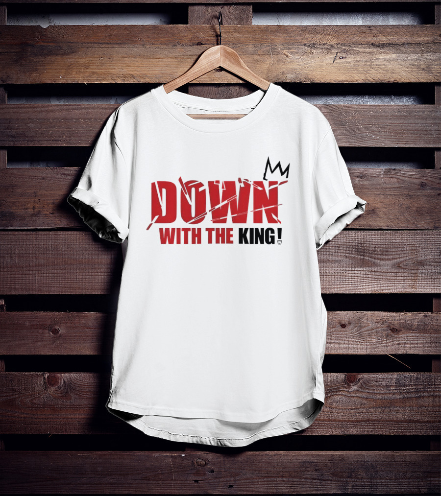 Down With The King Bold Red Text And Stylized Crown T-Shirt