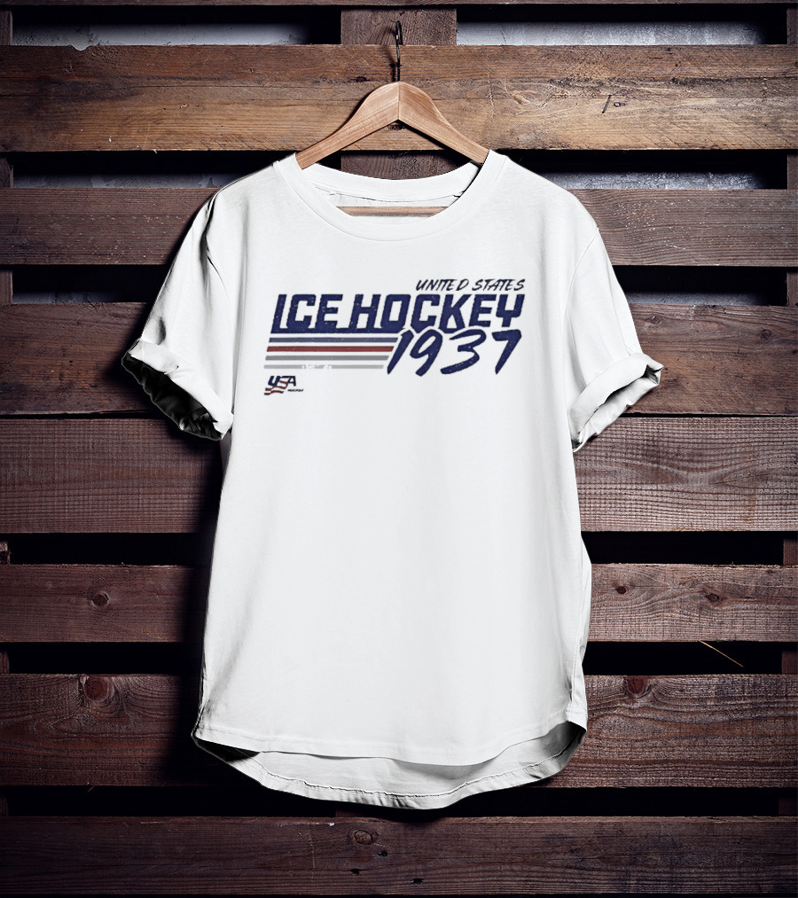 United States Ice Hockey 1937 USA Stripes T-Shirt