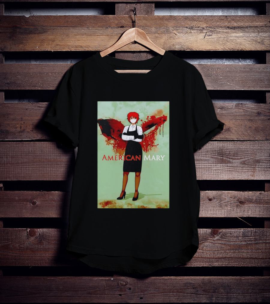 American Mary Mason Bloody Horror Art With Mask And Knife T-Shirt