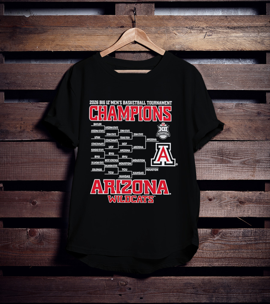 2026 Big 12 Men's Basketball Tournament Champions Arizona Wildcats Bracket T-Shirt