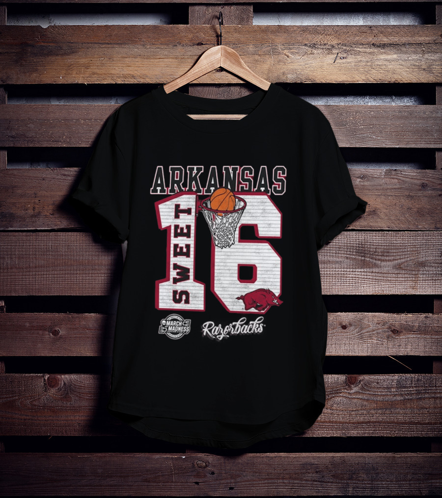 Arkansas Razorbacks March Madness 2026 NCAA Sweet 16 Basketball T-Shirt