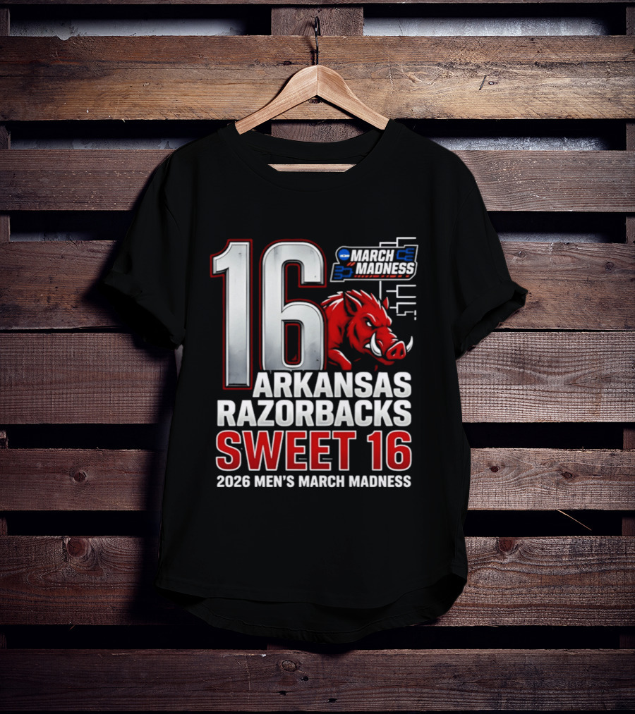 Arkansas Razorbacks Sweet 16 2026 Men's March Madness Tournament T-Shirt