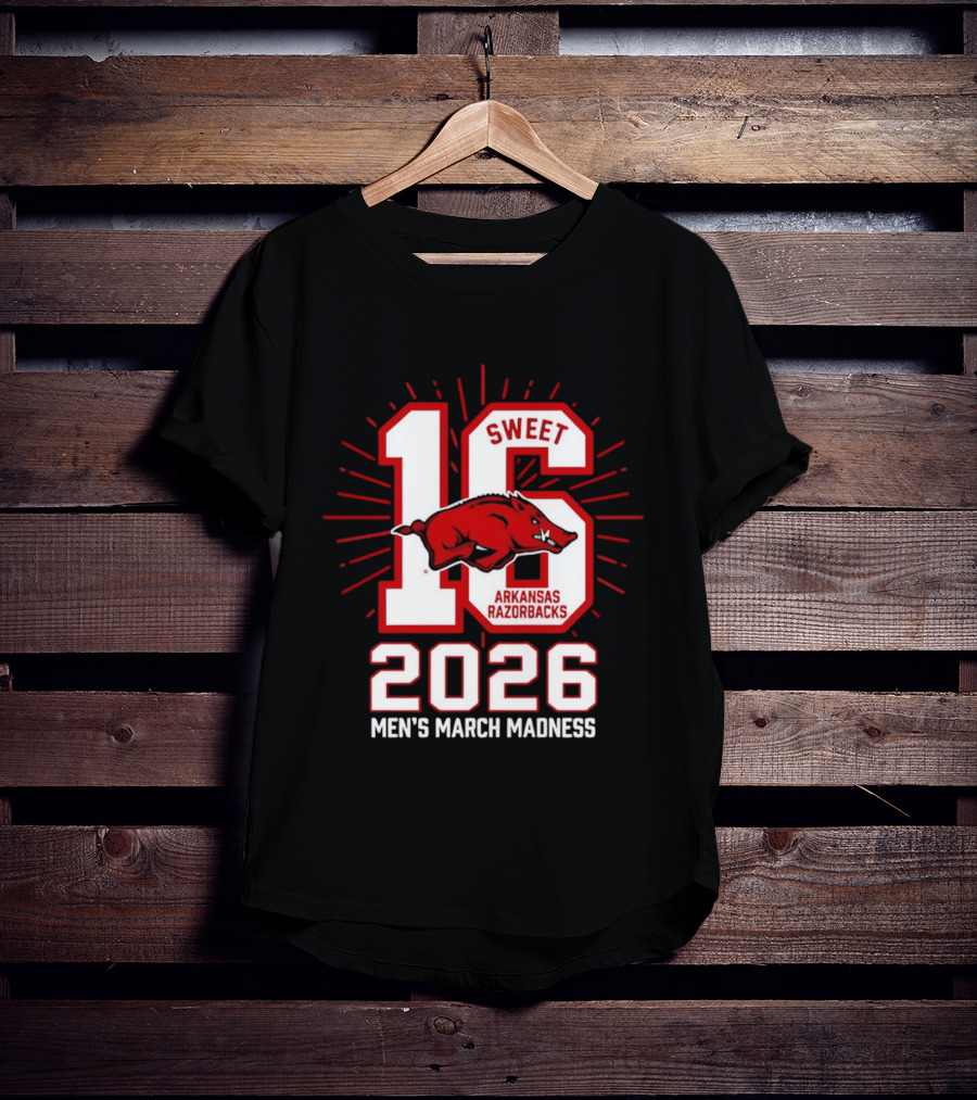 Arkansas Razorbacks Sweet 16 2026 Men's March Madness T-Shirt