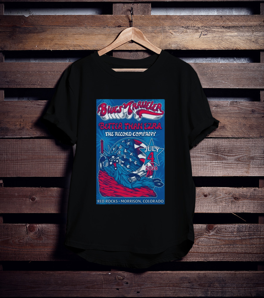 Blues Traveler Better Than Ezra The Record Company July 4 2026 Red Rocks Morrison Colorado T-Shirt