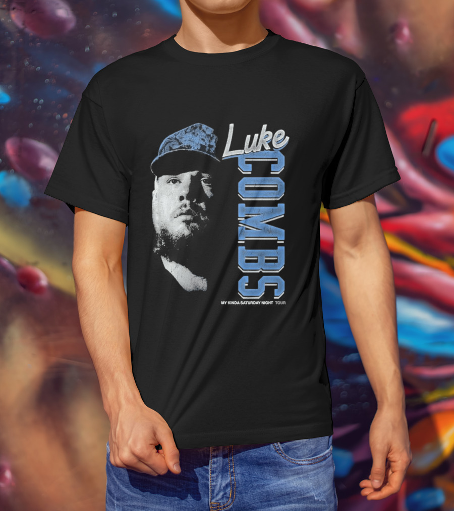Luke Combs My Kinda Saturday Night Tour Hat And Bearded Face T-Shirt