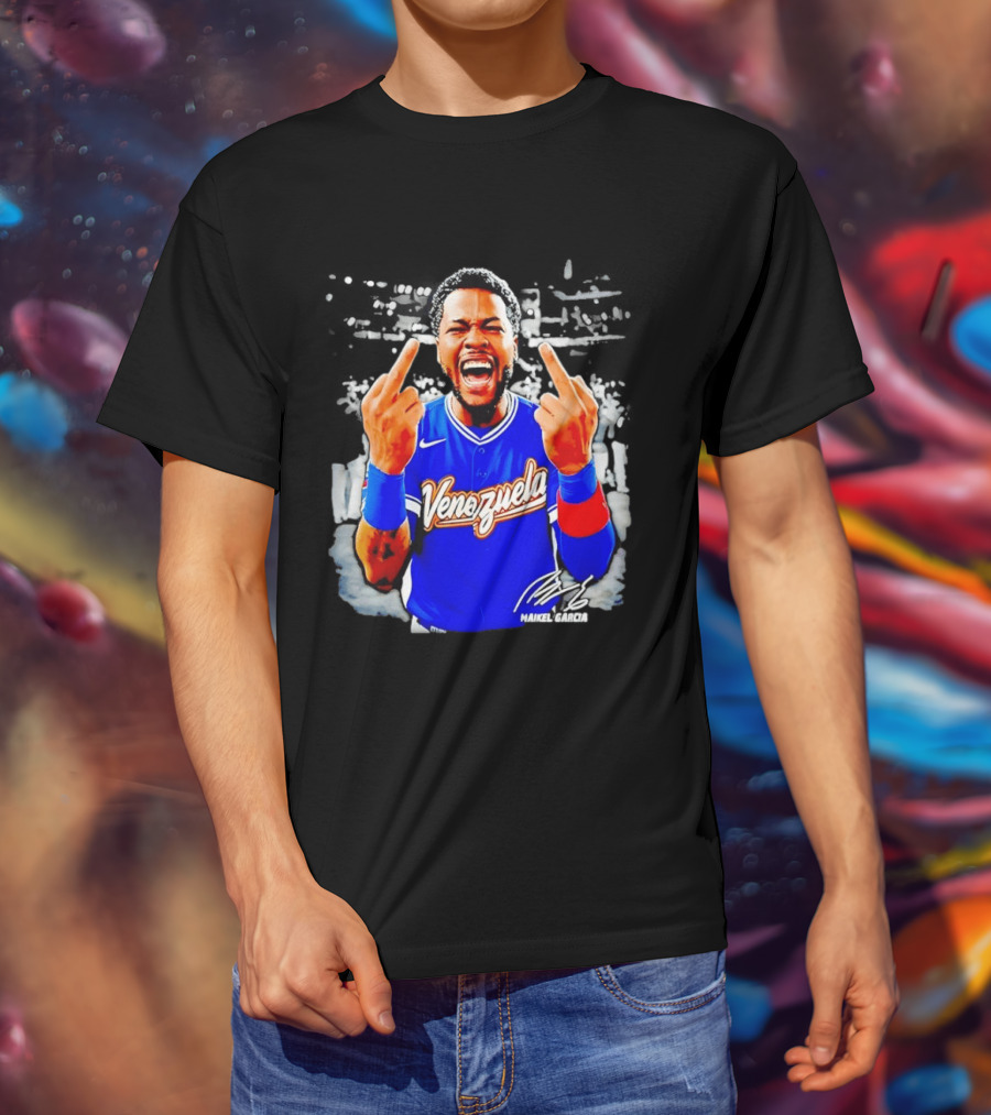 Maikel Garcia Venezuela 2026 MVP Middle Finger Baseball Team T-Shirt