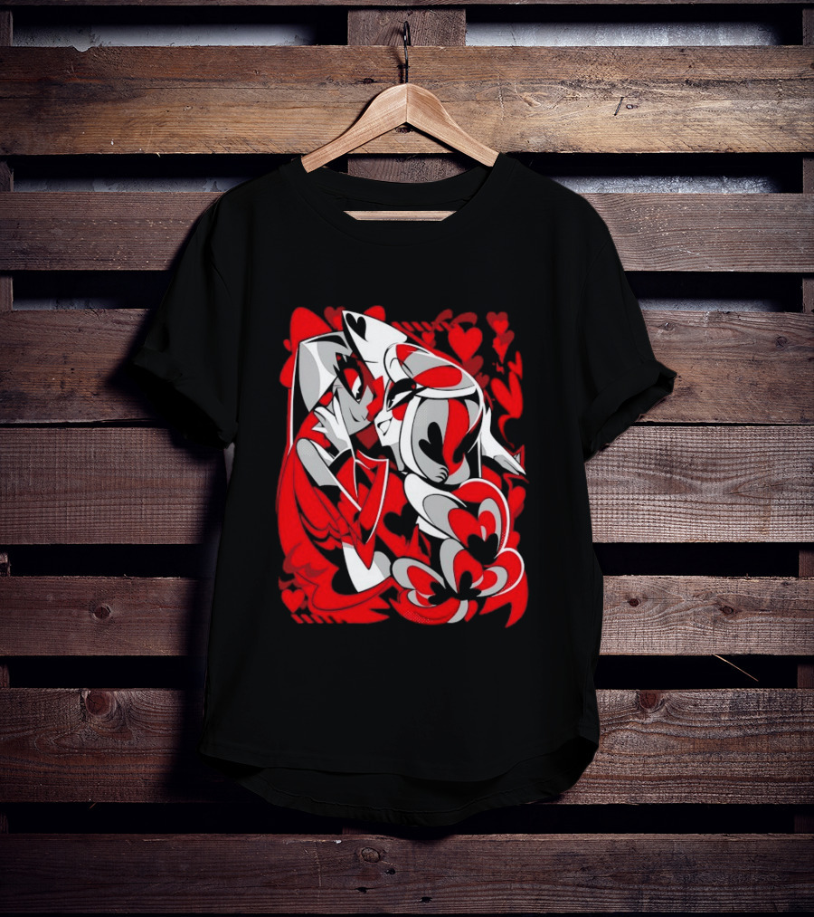 Charlie Morningstar Vaggie Hazbin Hotel Hearts T-Shirt